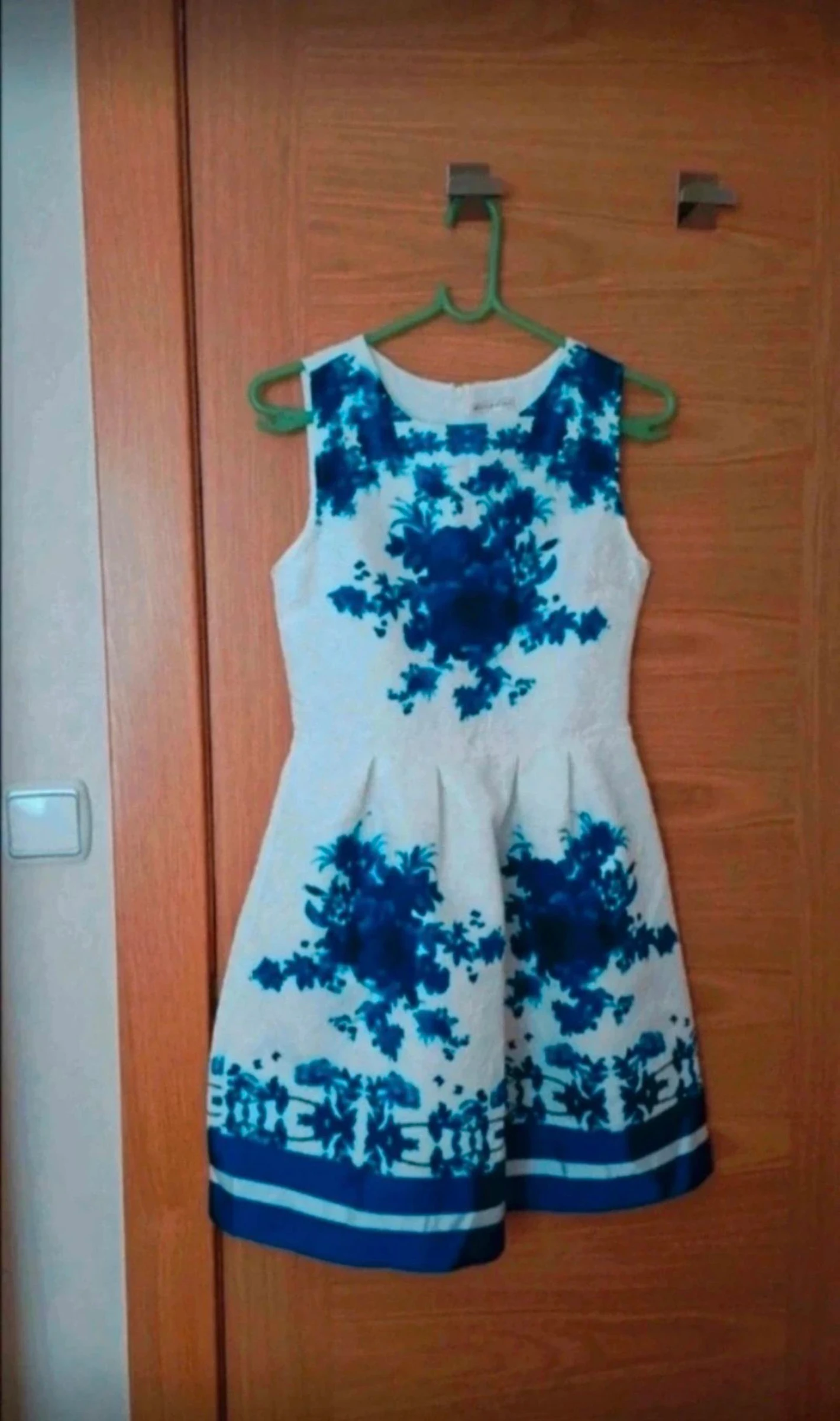 Vestido de mujer, color blanco y azul, talla S